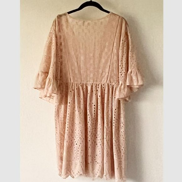 Anthropologie Coquette Akemi + Kin Bohemian Eyelet Swing Dress Blush Pink Size 0 - Picture 5 of 14